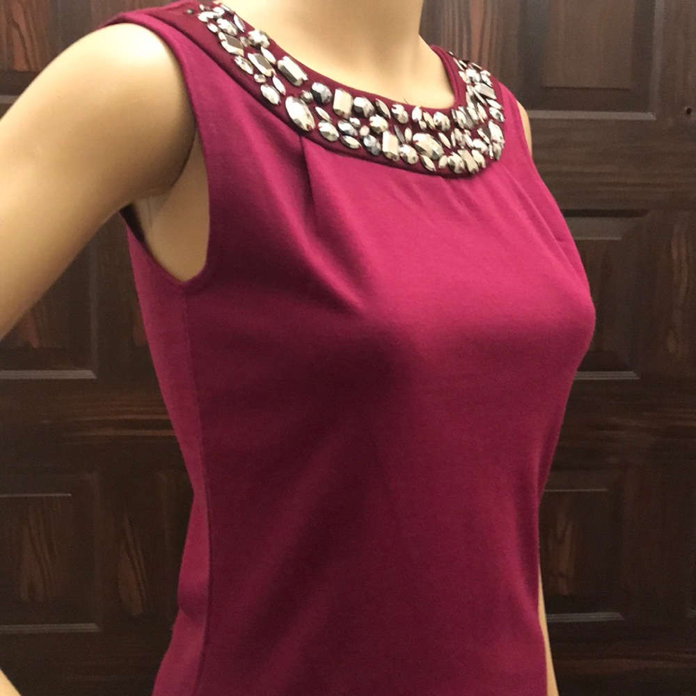 Purple top size small  gray embellish
